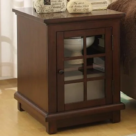 End Table with Glass Door with Shelf